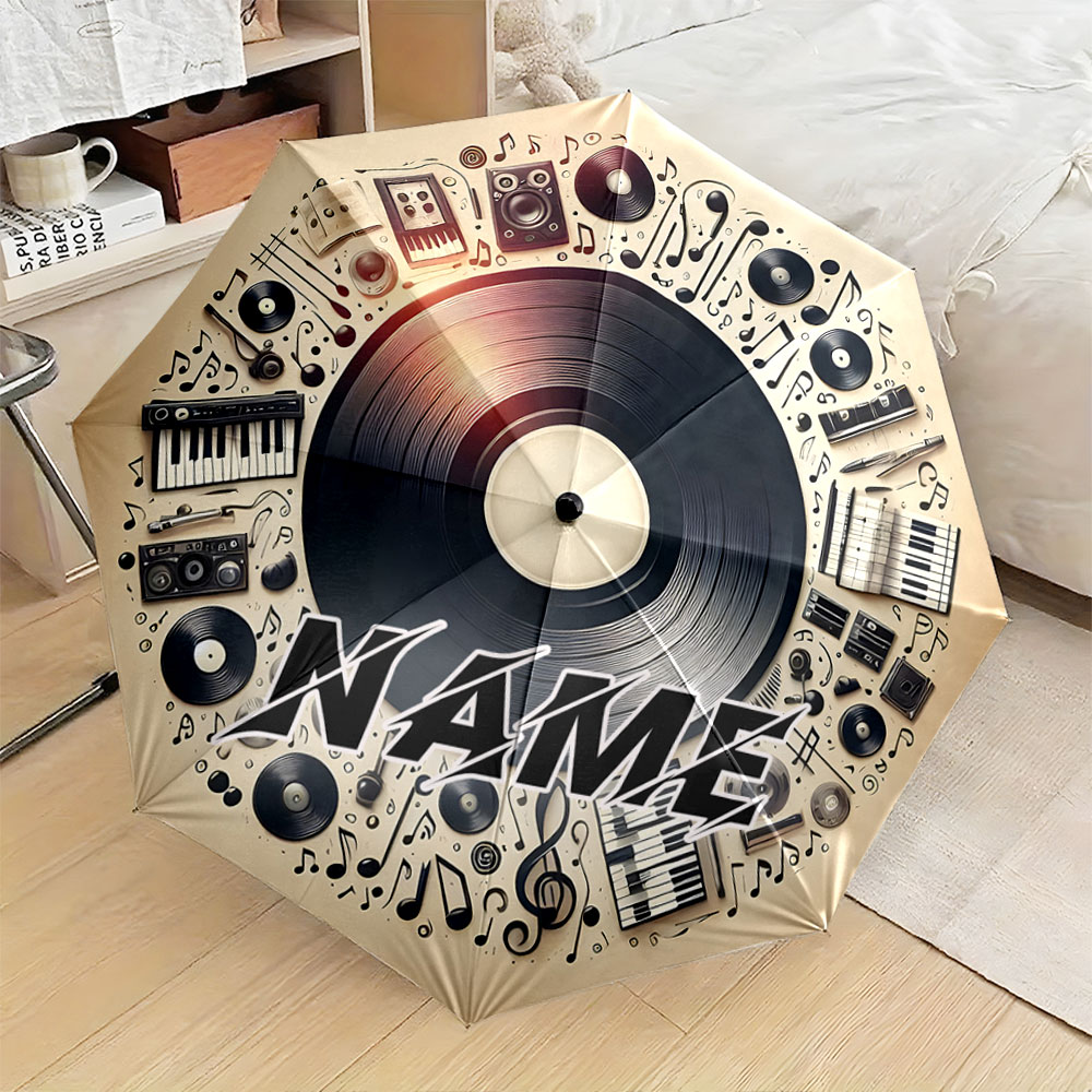 Musical Instrument And Names - Paraguas personalizado con nombre, diseño de